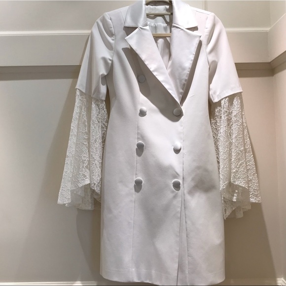 Dresses & Skirts - Satin Lapel Double Breasted Blazer Dress Lace S
